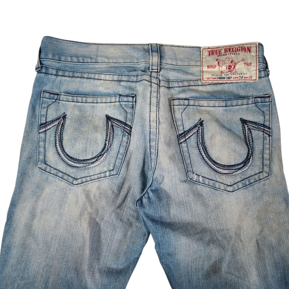 True Religion BOBBY Made in America Blue Jeans Mens 34x33 (36x32) VTG Distressed